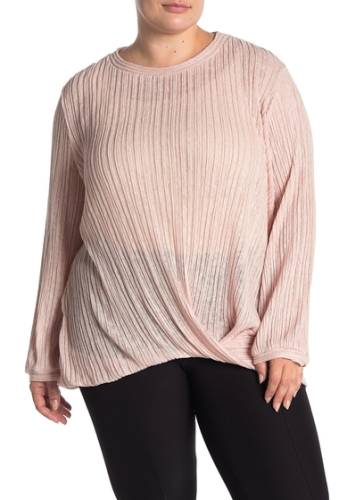 Imbracaminte femei pleione heather crinkle knit long sleeve blouse plus size blush heather