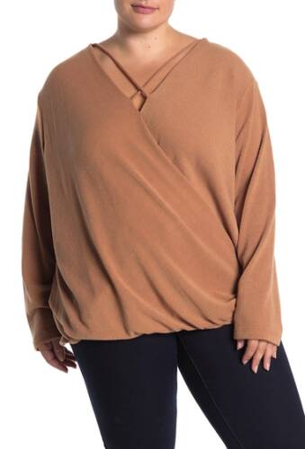 Imbracaminte femei pleione surplice knit sweater top plus size mustard