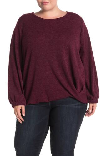Imbracaminte femei pleione textured knit sweater plus size burgundy
