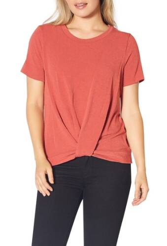 Imbracaminte femei pleione twist front short sleeve t-shirt rust