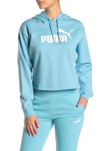 Imbracaminte femei puma elevated logo crop hoodie blue
