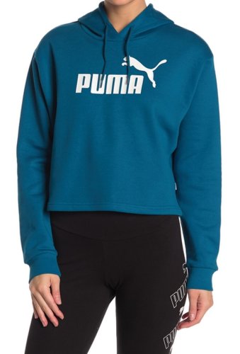 Imbracaminte femei puma elevated logo cropped pull-over hoodie blue