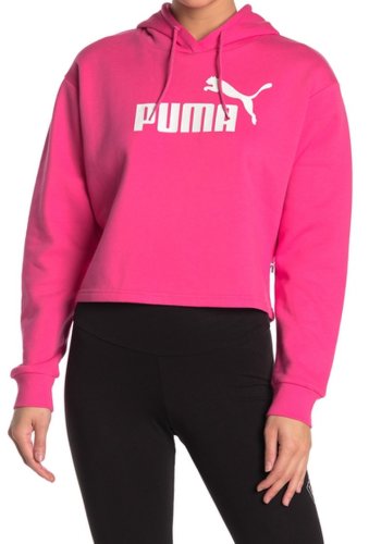 Imbracaminte femei puma elevated logo cropped pull-over hoodie pink