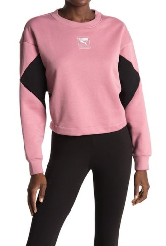 Imbracaminte femei puma rebel crewneck sweatshirt pink