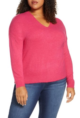 Imbracaminte femei rachel rachel roy ivory v-neck pullover sweater plus size wild pink