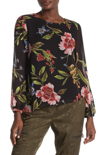 Imbracaminte femei rachel rachel roy susana floral long sleeve blouse black combo