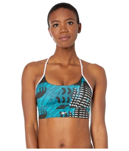 Imbracaminte femei reebok workout ready meet you there all over print bra heritage teal