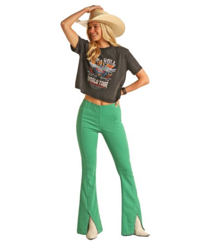 Imbracaminte femei rock and roll cowgirl high-rise bargain bell with hem slit pull-on flare in kelly green rrwd6przuc kelly green