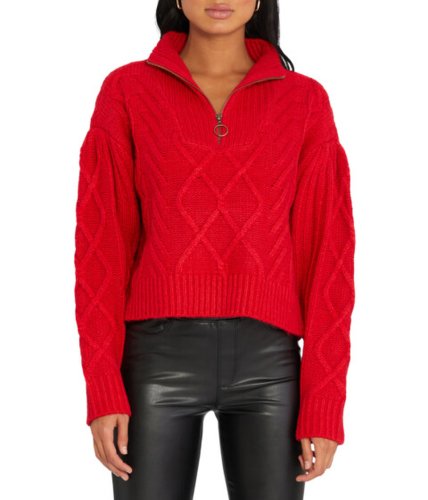 Imbracaminte femei sanctuary zip-up cable sweater ruby