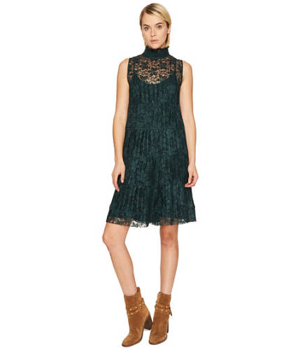 Imbracaminte femei see by chloe lace and pleats dress deep forest