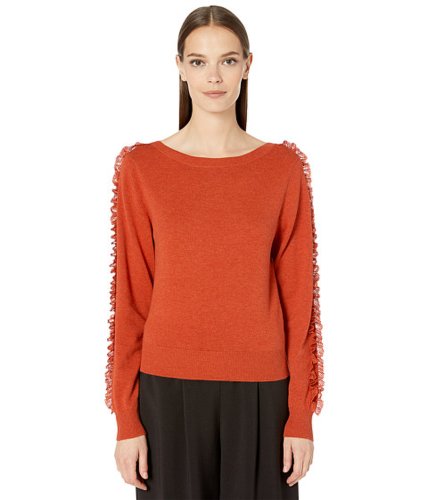 Imbracaminte femei see by chloe lace detail long sleeve sweater rooibos orange