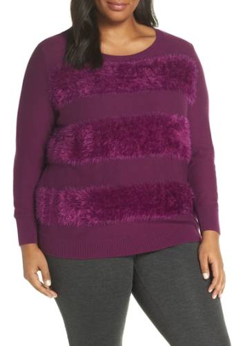Imbracaminte femei sejour faux fur trim sweater plus size purple dark