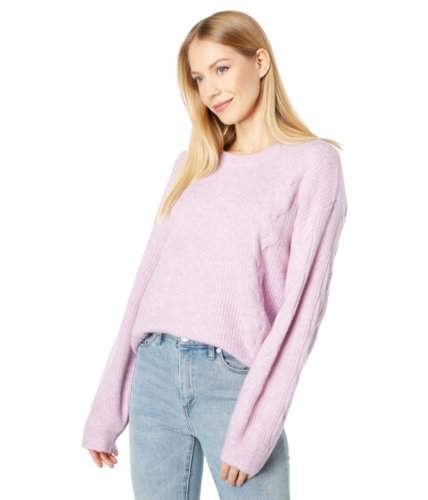 Imbracaminte femei splendid natalia sweater with cable stitch detail light lilac