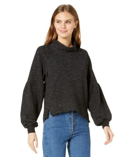 Imbracaminte femei splendid space dye cowl neck pullover sweatshirt in eco fleece black