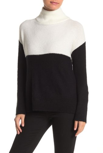 Imbracaminte femei susina colorblock turtleneck sweater regular petite ivory cloud- black