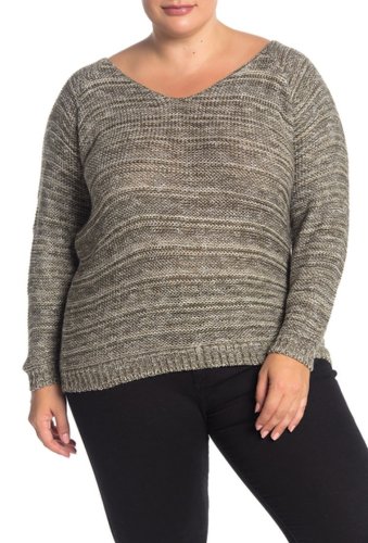 Imbracaminte femei susina marled knit sweater plus size olive marl