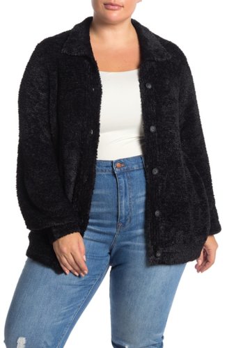 Imbracaminte femei susina teddy faux fur cardigan plus size black