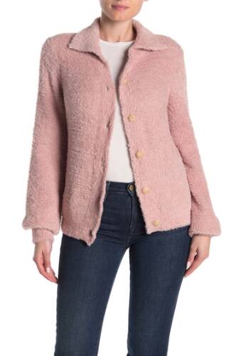 Imbracaminte femei susina teddy fleece knit cardigan pink adobe