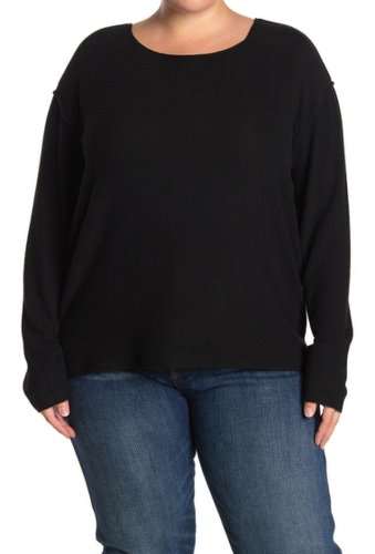 Imbracaminte femei sweet romeo exposed seam crew neck sweater plus size black