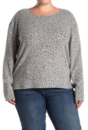 Imbracaminte femei sweet romeo exposed seam crew neck sweater plus size tonal leopard