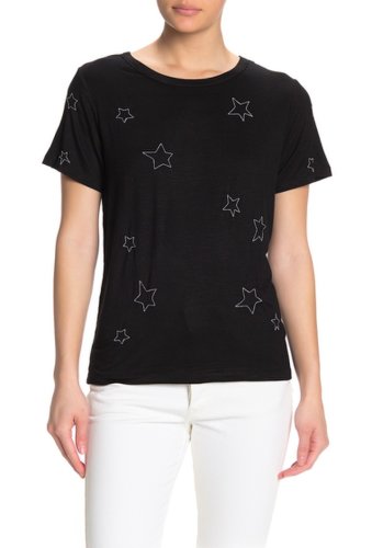 Imbracaminte femei sweet romeo star embroidered t-shirt black