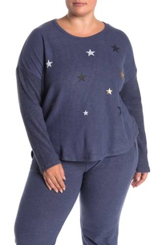 Imbracaminte femei Sweet Romeo star print knit pullover sweater plus size dirty navy
