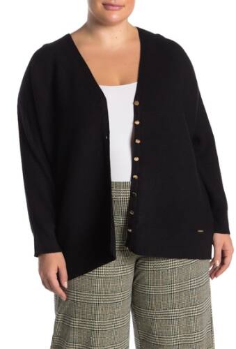 Imbracaminte femei t tahari ottoman rib knit cardigan plus size black