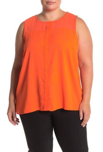Imbracaminte femei t tahari sleeveless back pleat blouse plus size orange che