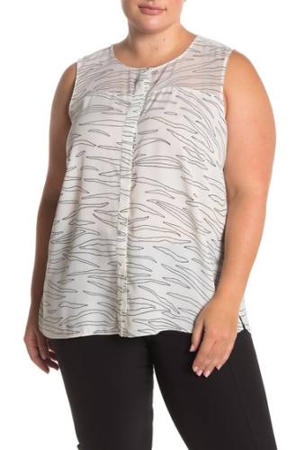 Imbracaminte femei t tahari sleeveless back pleat blouse plus size whiteblac