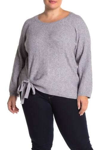 Imbracaminte femei t tahari textured knit front tie sweater plus size lilac mult