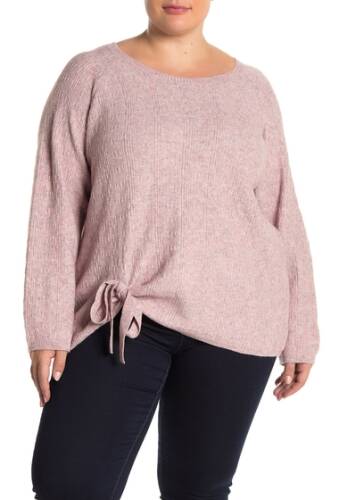 Imbracaminte femei t tahari textured knit front tie sweater plus size pink multi