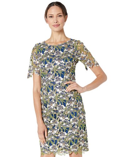 Imbracaminte femei tahari by asl elbow sleeve embellished lace cocktail dress bluegreen floral embellished