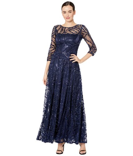Imbracaminte femei tahari by asl novelty sequin sleeved gown navy