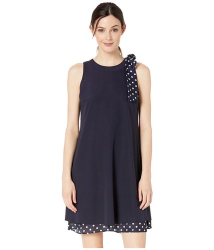Imbracaminte femei tahari by asl stretch crepe dress with polka dot bow shoulder and hemline navy