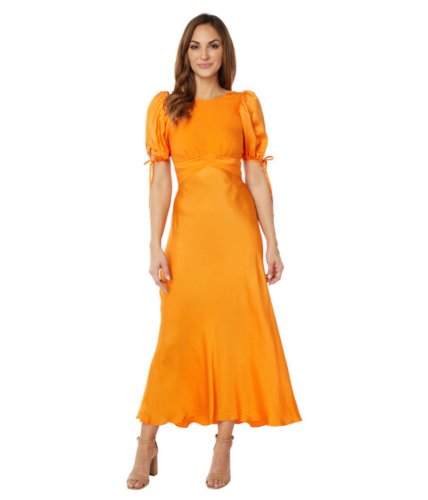 Imbracaminte femei ted baker lysette tie detail satin tea dress orange