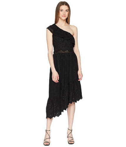 Imbracaminte femei the kooples asymmetrical cotton dress with fancywork details black