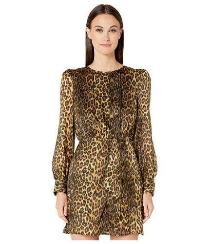 Imbracaminte femei the kooples asymmetrical short dress with balloon sleeves side slit and tie at waist leopard