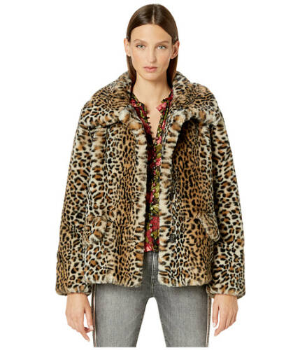 Imbracaminte femei the kooples button up collared faux fur jacket leopard