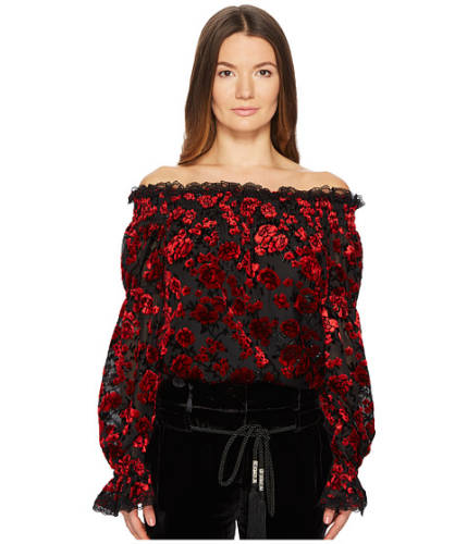 Imbracaminte femei the kooples floral devore top with bare shoulders red