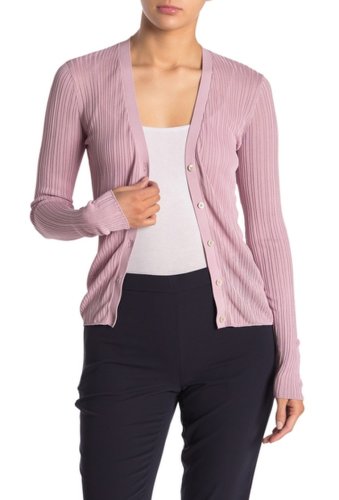 Imbracaminte femei theory pointelle button front cardigan dark lilac