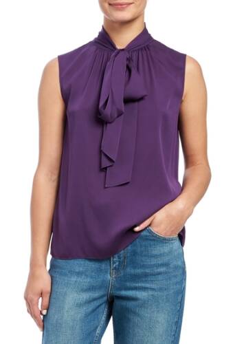 Imbracaminte femei theory scarf tie sleeveless stretch silk blend blouse plum