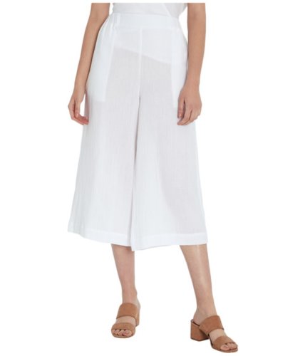 Imbracaminte femei three dots pull-on crop pants in double gauze white