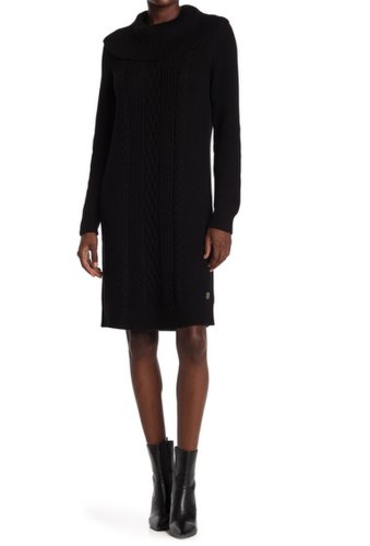 Imbracaminte femei tommy hilfiger cable knit cowl neck sweater dress black