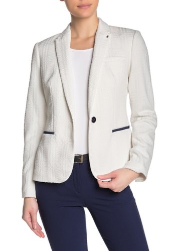 Imbracaminte femei tommy hilfiger elbow patch textured one button jacket ivoryindi