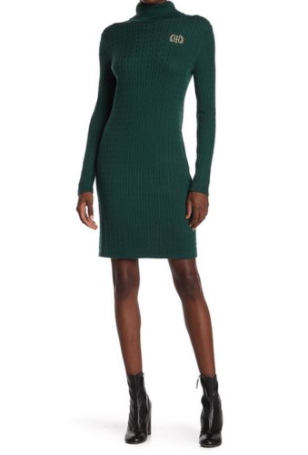 Imbracaminte femei tommy hilfiger ribbed turtleneck sweater dress forest