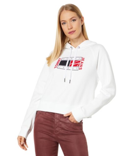 Imbracaminte femei tommy jeans graphic crop hoodie bright white
