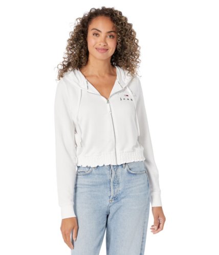 Imbracaminte femei tommy jeans smock waist zip hoodie bright white