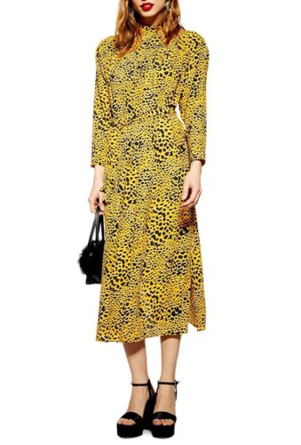 Imbracaminte femei topshop abstract animal print midi dress yellow multi