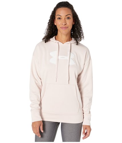 Imbracaminte femei under armour synthetic fleece chenille logo pullover hoodie apex pink light heatherwhite