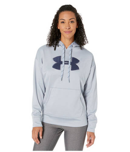 Imbracaminte femei under armour synthetic fleece chenille logo pullover hoodie blue heights light heatherdownpour gray